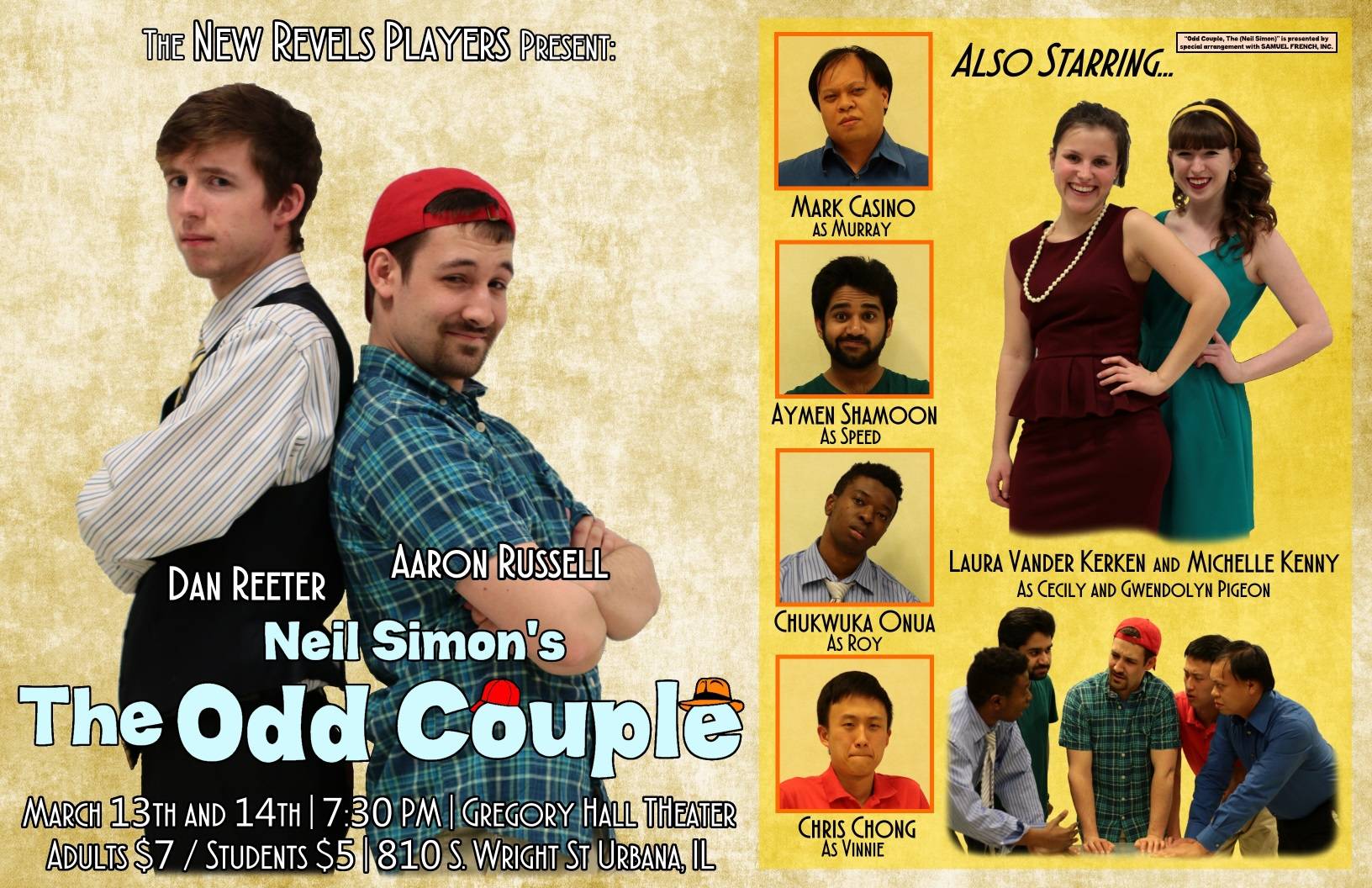 The Odd Couple coming to campus March 13th and 14th