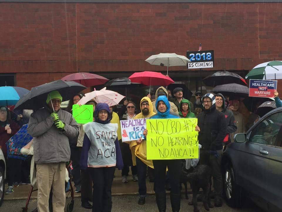 Group rallies at Rodney Davis’ office ahead of healthcare vote