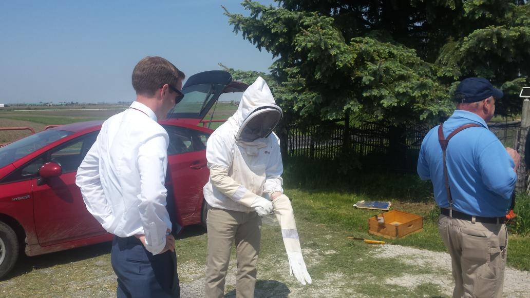 Bees & Media: Rodney Davis and today’s Curtis Orchard visit
