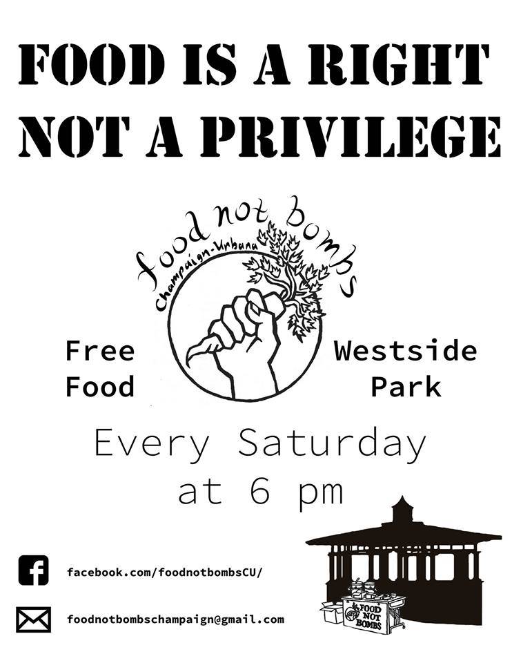 Food Not Bombs offering free vegetarian meals every Saturday at West Side Park