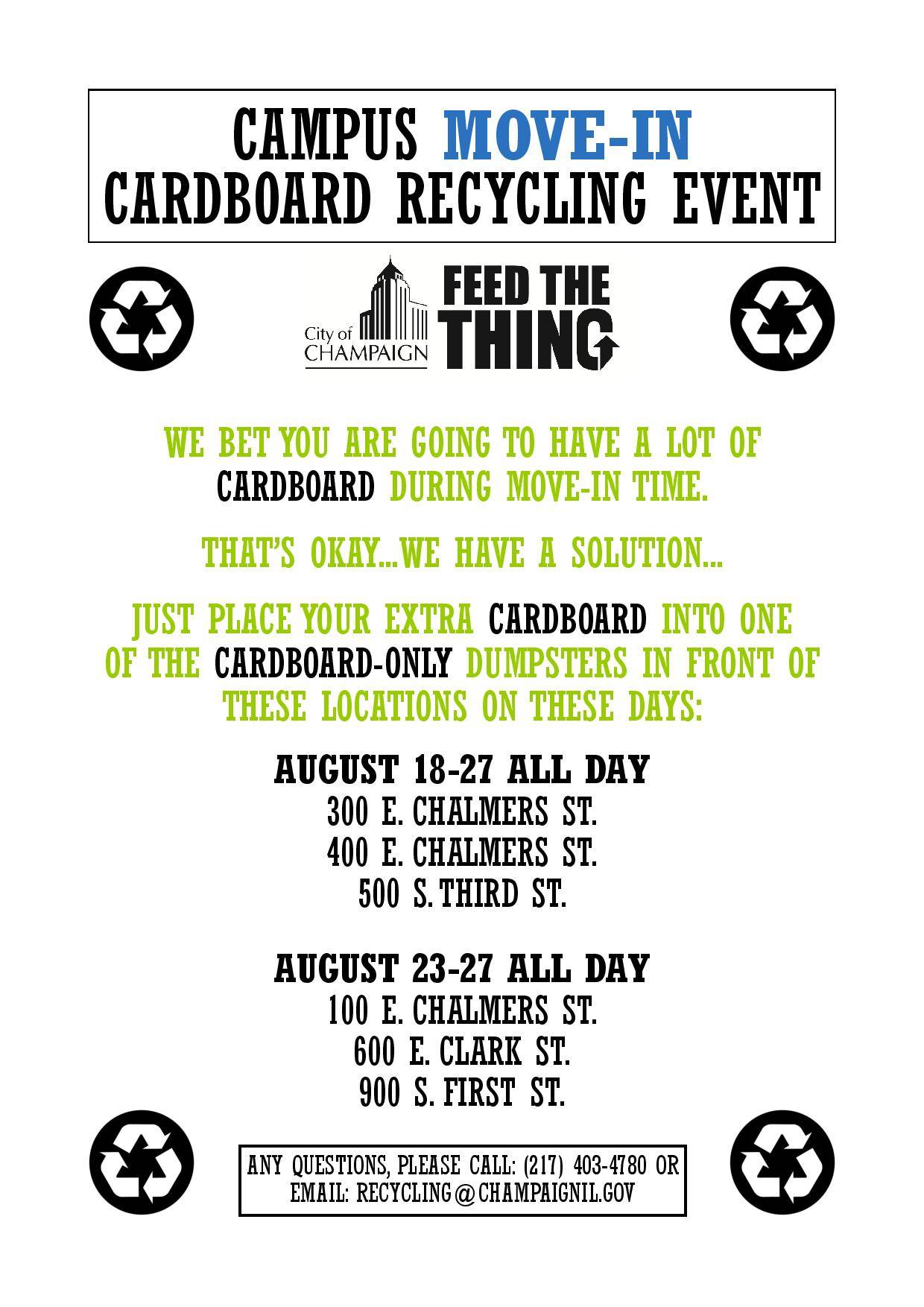 City of Champaign to hold cardboard recycling/donations event for U of I move-in week